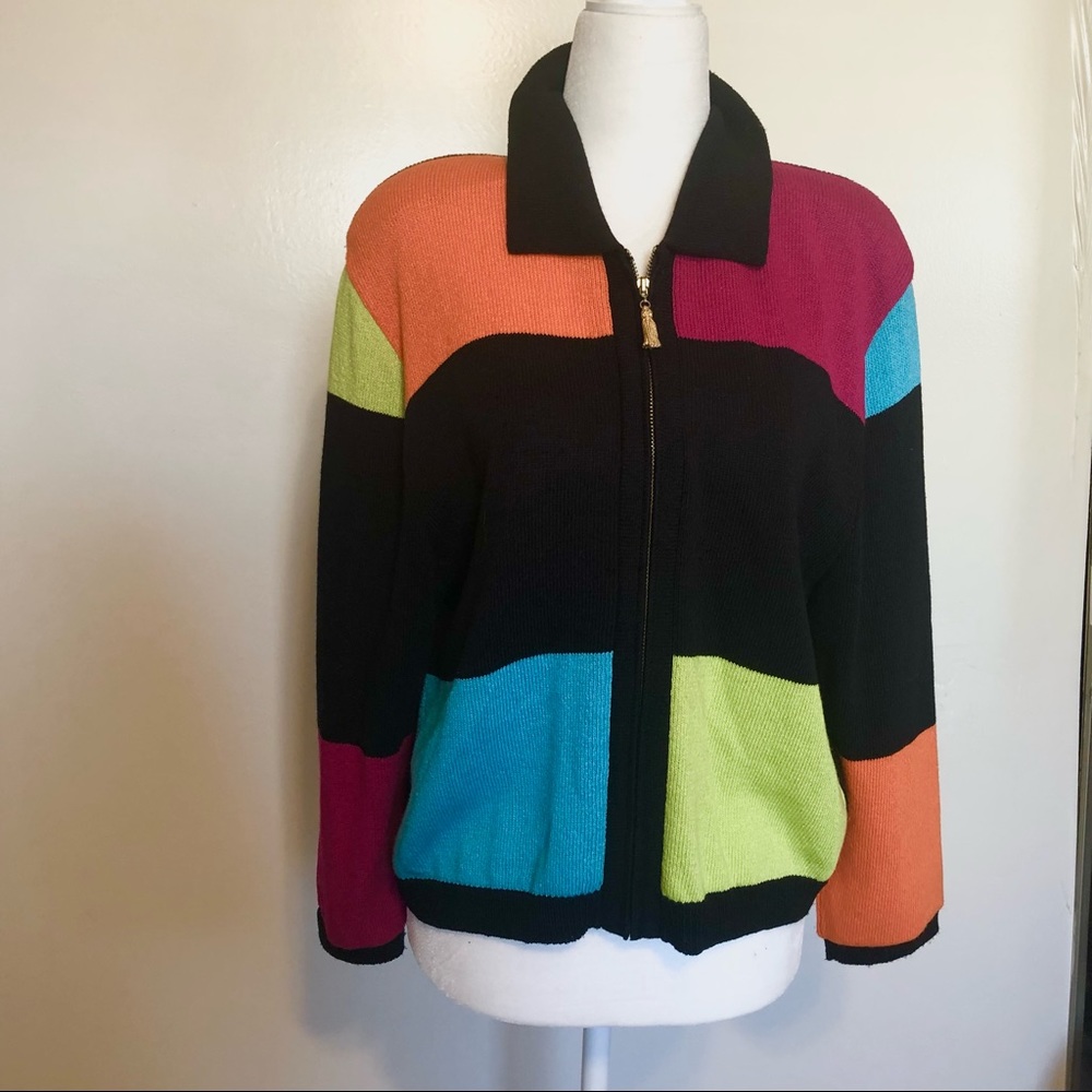 Colorblock Zipup Cardigan